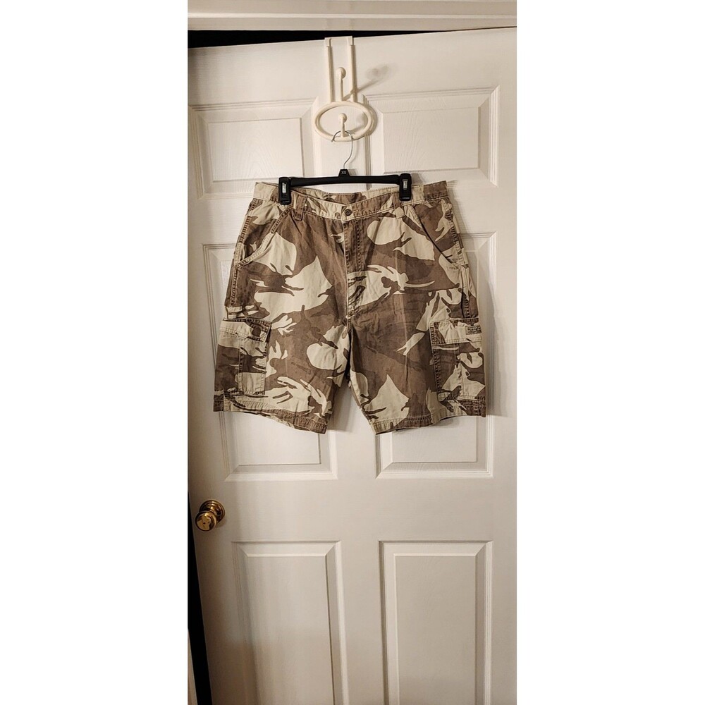 Wrangler Brown Tan Camouflage Camo Cargo Shorts Men's size 36 waist